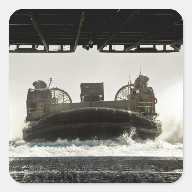 A landing craft air cushion prepares to enter square sticker (Front)