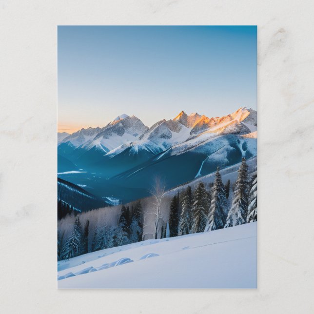 A Landscape of a Snow Covered Mountain Postcard (Front)