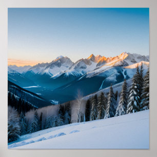 A Landscape of a Snow Covered Mountain Poster