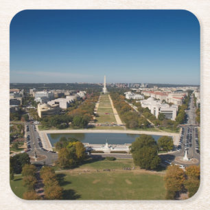 A landscape view of Washington DC Square Paper Coaster