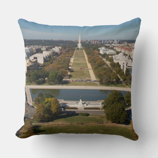 A landscape view of Washington DC Throw Pillow (Front)