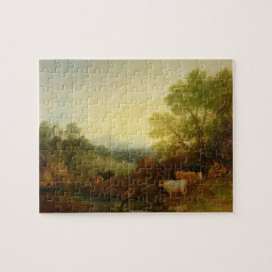A Landscape with Cattle and Figures by a Stream an Jigsaw Puzzle
