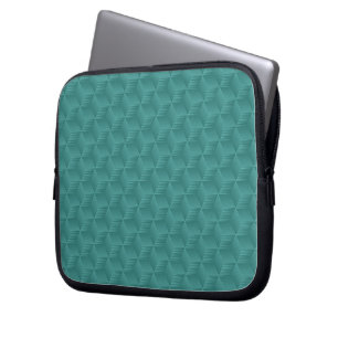 A laptop sleeve with a sleek, geometric teal