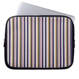 A laptop sleeve with colourful vertical stripes