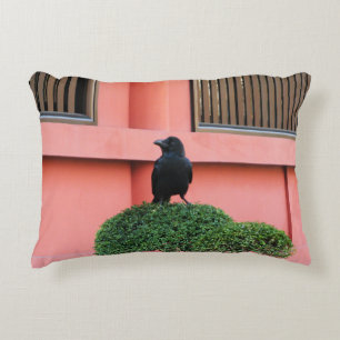 A Large-Billed Jungle Crow A Perch On A Cloud Tree Accent Pillow