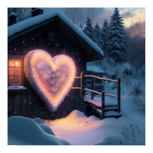 A Large Heart Shape Sign before a Country House