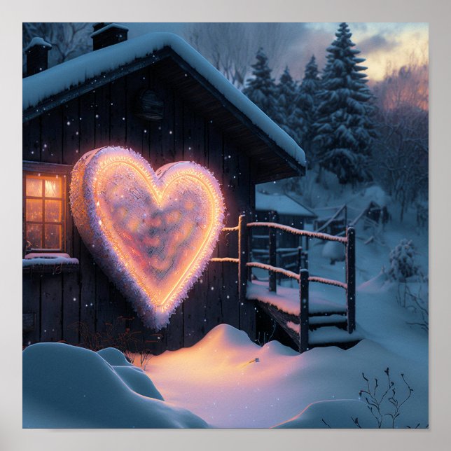 A Large Heart Shape Sign before a Country House (Front)
