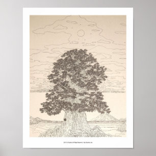 a large tree on the sea poster