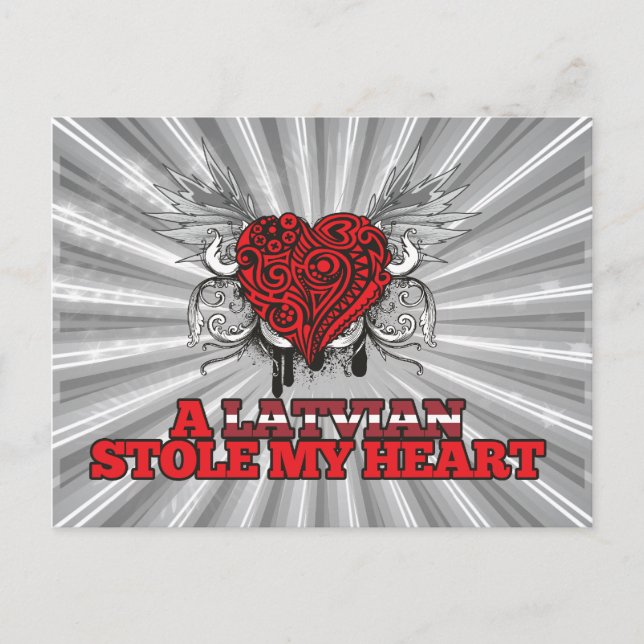 A Latvian Stole my Heart Postcard (Front)