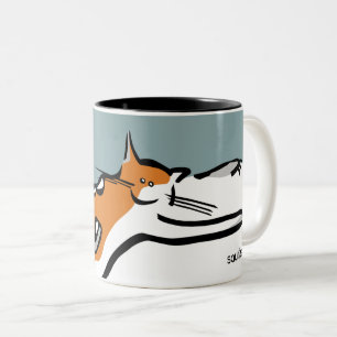 A Lazy Fat Tricolor Funny Cat Two-Tone Coffee Mug