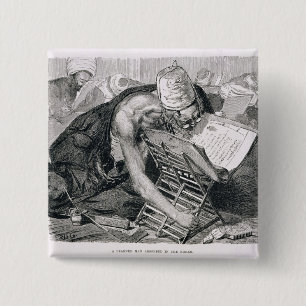 A Learned Man Absorbed in the Koran 2 Inch Square Button