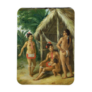 A Leeward Islands Carib Family outside a Hut, c.17 Magnet