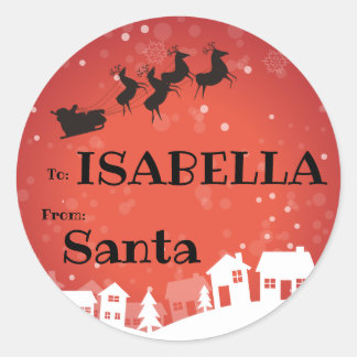 À l'enfant de PÈRE NOËL Étiquette cadeau Sleigh No