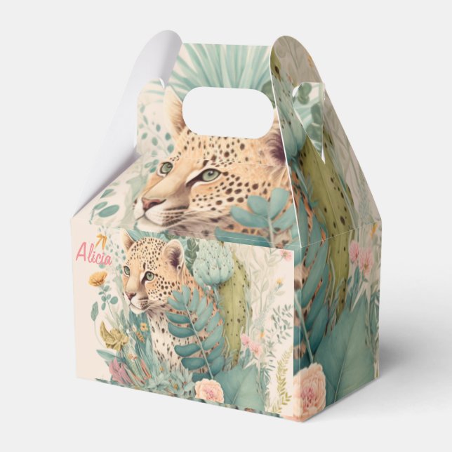 A leopard behind the bush custom       favor box (Front Side)