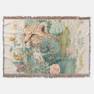 A leopard behind the bush custom       throw blanket