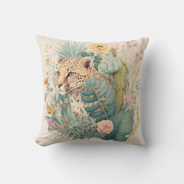 A leopard behind the bush custom       throw pillow (Front)
