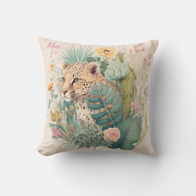 A leopard behind the bush  throw pillow (Front)