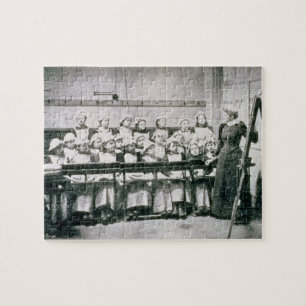 A Lesson in Domestic Science (b&w photo) Jigsaw Puzzle