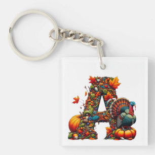 A letter A in Thanksgiving style Keychain
