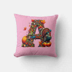 A letter A in Thanksgiving style Throw Pillow