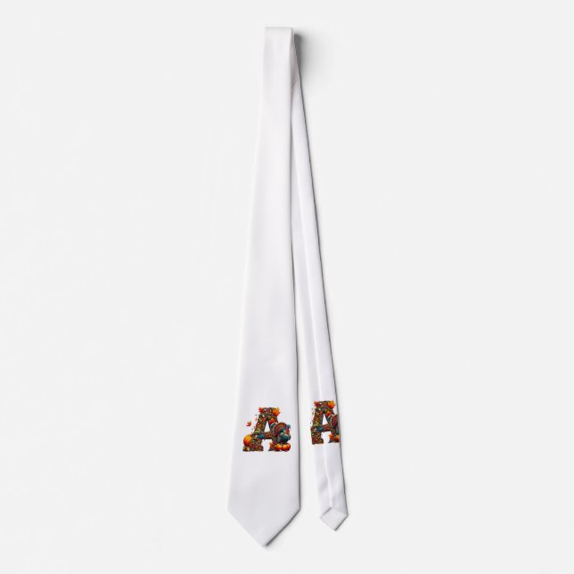 A letter A in Thanksgiving style Tie (Front)