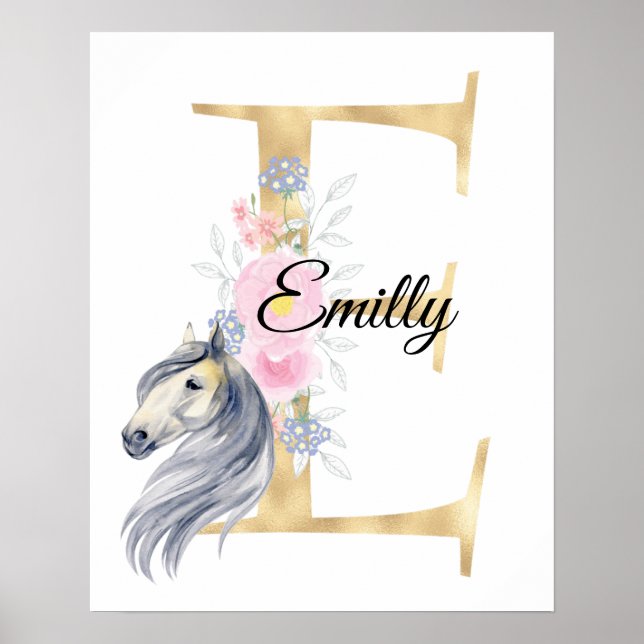 A letter personalized name monogram with horse  po poster (Front)