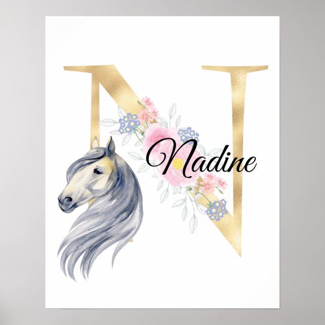 A letter personalized name monogram with horse  po poster (Front)