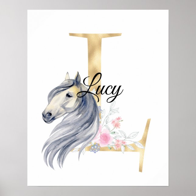 A letter personalized name monogram with horse  po poster (Front)