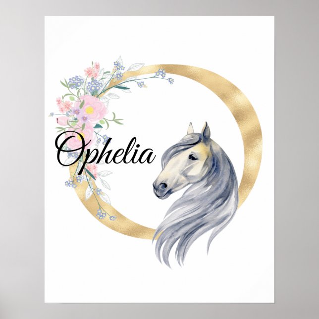 A letter personalized name monogram with horse  po poster (Front)