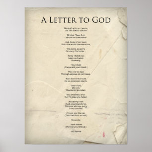 "A Letter to God" Religious Poem Poster-Large Poster