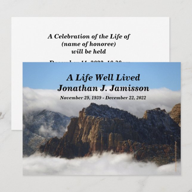 A Life Well Lived Service Invitation, Clouds Invitation (Front/Back)