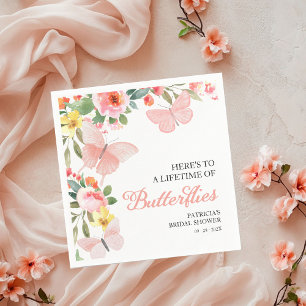 A Lifetime of Butterflies Bridal Shower Floral Napkin