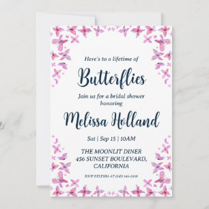 a lifetime of butterflies bridal shower invitation