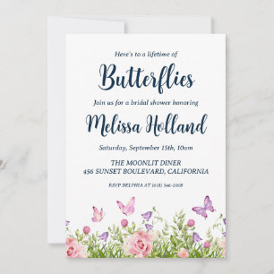a lifetime of butterflies bridal shower invitation