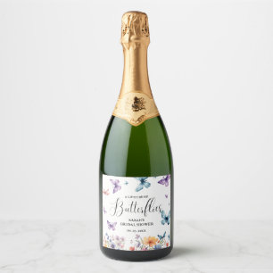 A lifetime of butterflies Bridal Shower Table Sparkling Wine Label