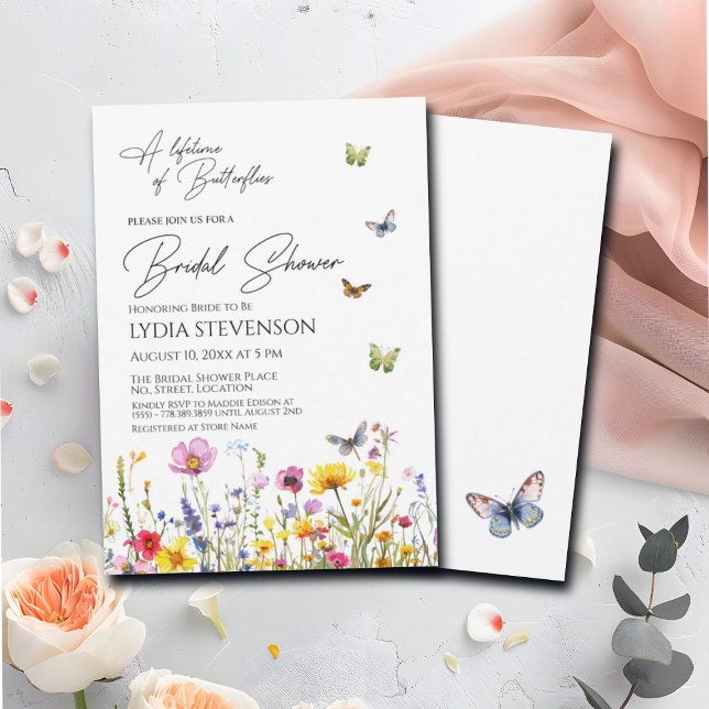 A Lifetime of Butterflies Wildflower Bridal Shower Invitation (Creator Uploaded)