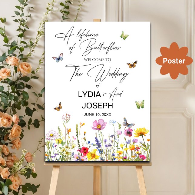 A Lifetime of Butterflies Wildflowers Wedding Poster (Creator Uploaded)