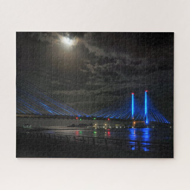 A Light From Above The Indian River Bridge Jigsaw Puzzle (Horizontal)