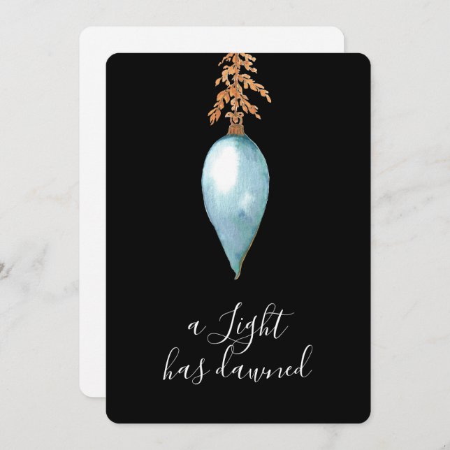 A Light Has Dawned Modern Watercolor Christmas Holiday Card (Front/Back)
