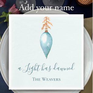 A Light Has Dawned, Watercolor Christian Christmas Napkin
