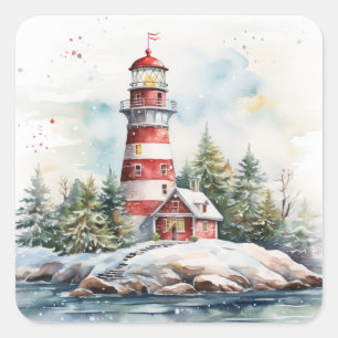 A Lighthouse in Winter Square Sticker