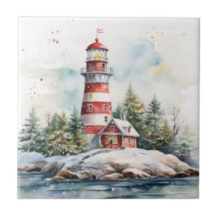 A Lighthouse in Winter Tile