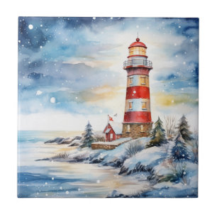 A Lighthouse in Winter Tile