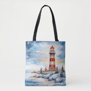 A Lighthouse in Winter Tote Bag