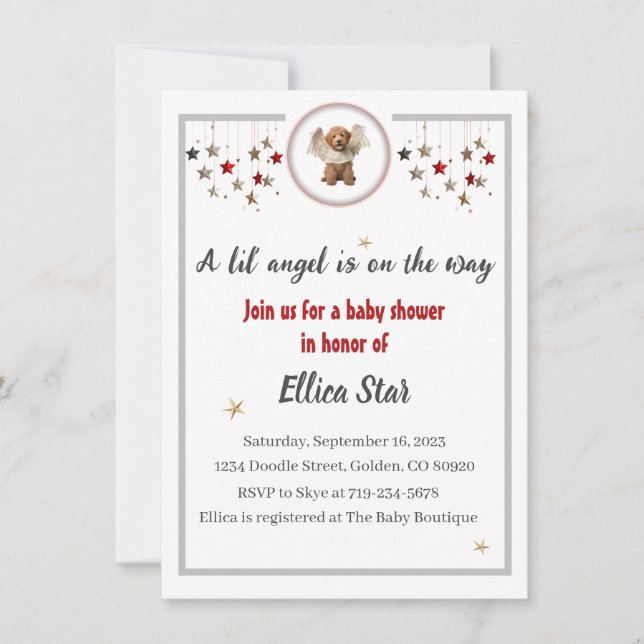 A Lil' Angel Baby Shower Invitation (Front)