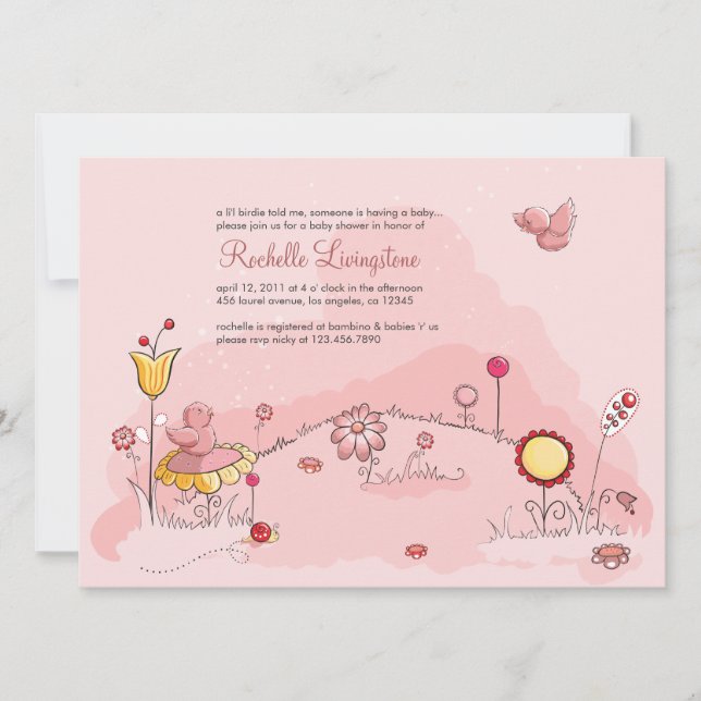 A li'l birdy Baby Shower Invitation (Front)