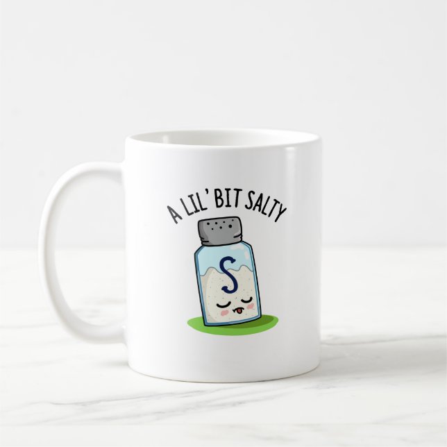 A Lil Bit Salty Funny Salt Shaker Pun  Coffee Mug (Left)