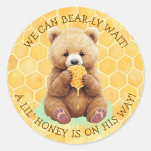 A Lil' Honey on it's Way!  Boy's Baby Shower Classic Round Sticker