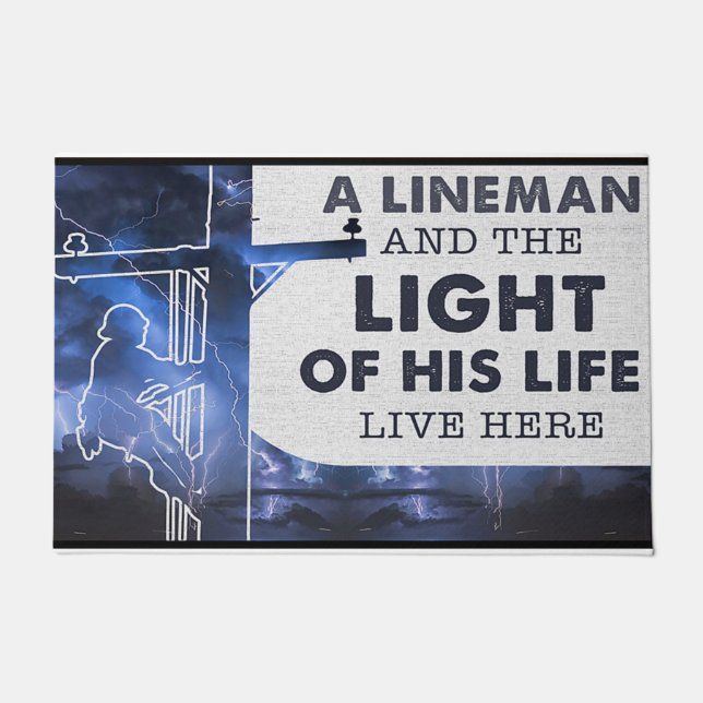 A Lineman And The Light Of His Life Funny Mat (Front)