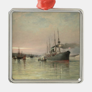 A Liner and Other Shipping before the Statue of Li Metal Ornament